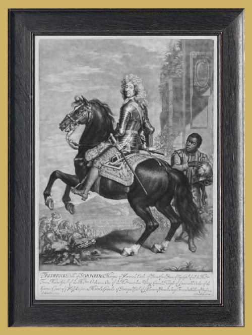 Mezzotint Portrait of Frederick Herman De Schomberg - By John Smith After Sir Godfrey Kneller.