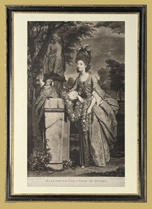 Mezzotint Portrait of Elizabeth, Countess of Derby - By William Dickinson After Sir Joshua Reynolds.