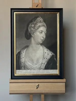 Mezzotint Portrait of Princess Augusta  of Brunswick and Lunenberg - By Purcell After Reynolds.