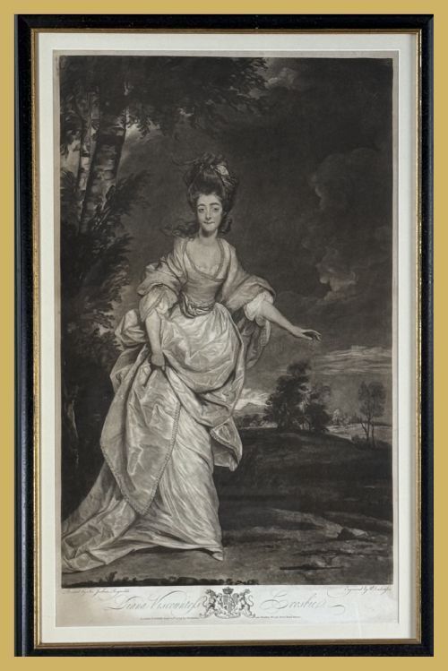 Mezzotint Portrait of Diana Viscountess Crosbie Engraved by W Dickinson and Watson After Sir Joshua Reynolds.