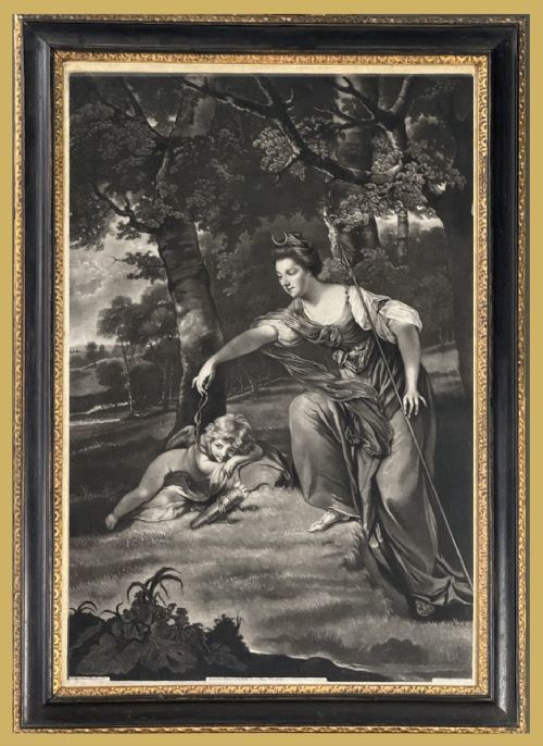 'Diana Disarming Cupid' - Mezzotint Portrait of Elizabeth Dashwood Duchess of Manchester and Her Son George Montagu, by James Watson After Sir Joshua Reynolds.