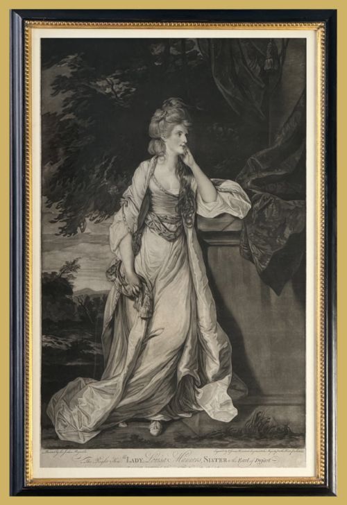 MEZZOTINT PORTRAIT OF THE RIGHT HONBLE LADY LOUISA MANNERS, COUNTESS OF DYSART BY VALENTINE GREEN AFTER SIR JOSHUA REYNOLDS.