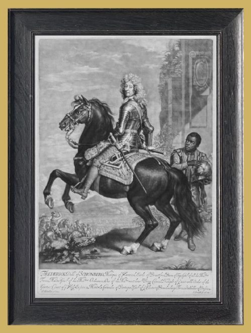 Mezzotint Portrait of Frederick Herman De Schomberg - By John Smith After Sir Godfrey Kneller.