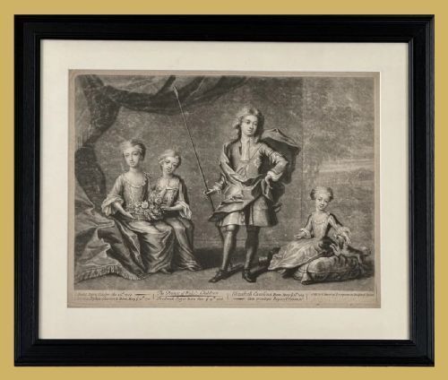 Mezzotint Portrait of the Children of King George II - By Edward