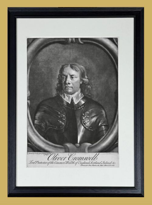 Mezzotint Portrait of Oliver Cromwell (1599-1648) - By John Bowles After Sir Peter Lely, After Samuel Cooper