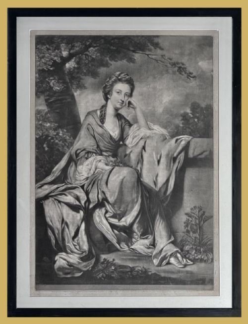 Mezzotint Portrait of Lady Elizabeth Lee  by Edward Fisher After Sir Joshua Reynolds.