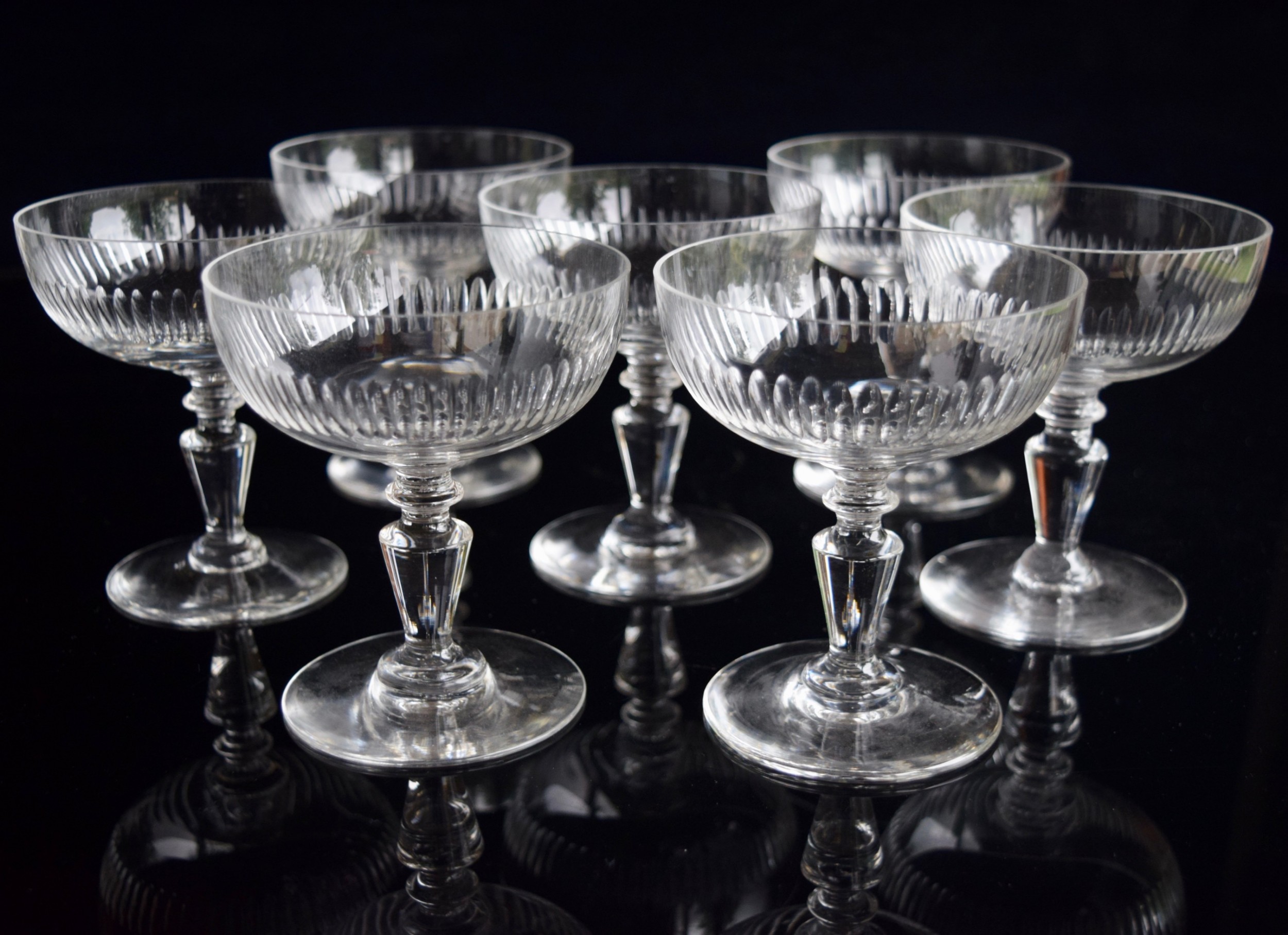 7 Baccarat Renaissance Champagne Glasses C 1920