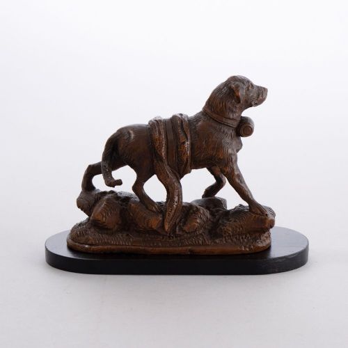 Swiss Carved 'Black Forest' St. Bernard Rescue Dog C.1890s