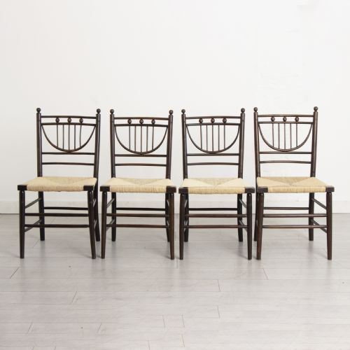 set of 4 arts crafts morris style sussex chairs for heals c1890s - CATEGORY: ANTIQUE CHAIRS - DATED 1890