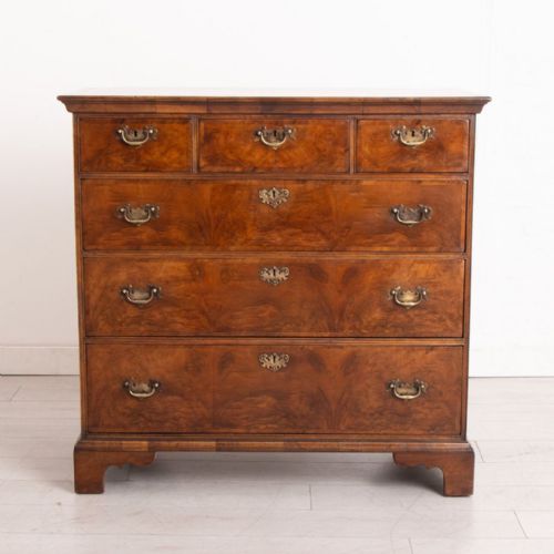 ANTIQUE CROSSBANDED WALNUT OAK LINED CHEST OF DRAWERS C1860 - ADDITIONAL PHOTO 1