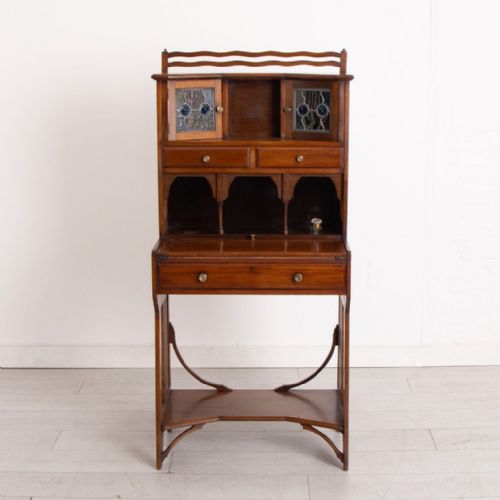 arts crafts bureau with glazed panels c1900 - CATEGORY: ANTIQUE BUREAU - DATED 1900