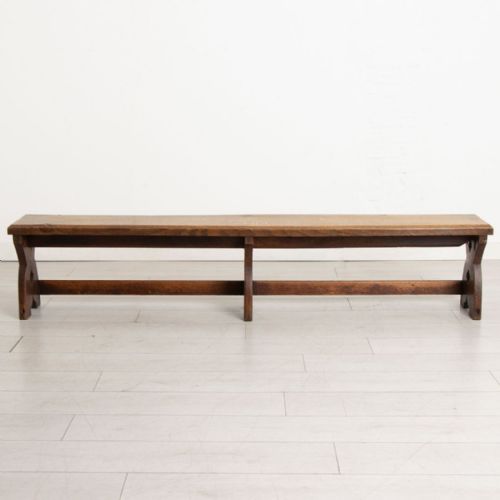 LATE 19TH CENTURY SOLID OAK BENCH IN GOTHIC STYLE - ADDITIONAL PHOTO 1