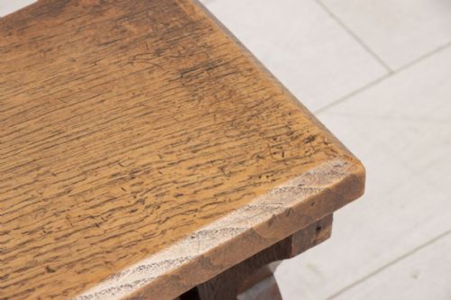 LATE 19TH CENTURY SOLID OAK BENCH IN GOTHIC STYLE - ADDITIONAL PHOTO 3