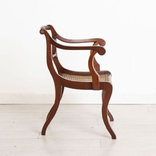SET OF 6 ANTIQUE MAHOGANY SABRE LEG CHAIRS WITH CANED SEATS C1870 - ADDITIONAL PHOTO 2