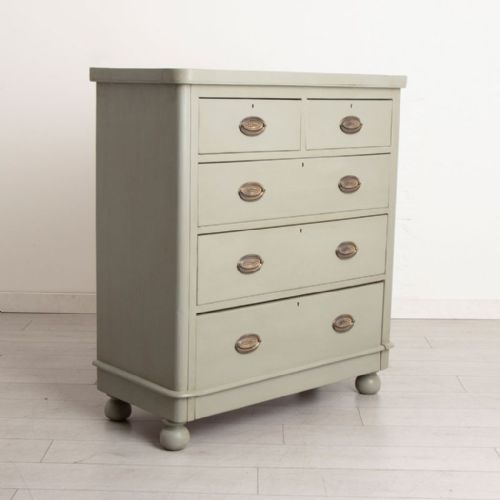 victorian chest of drawers painted sage green - CATEGORY: ANTIQUE CHEST OF DRAWERS - DATED VICTORIAN