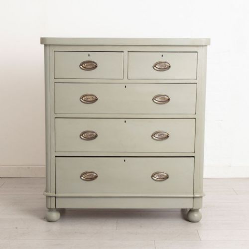 VICTORIAN CHEST OF DRAWERS PAINTED SAGE GREEN - ADDITIONAL PHOTO 1