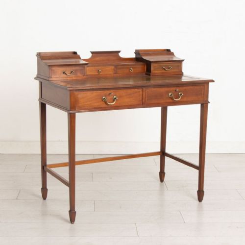 edwardian mahogany writing table with satinwood ebony inlay - CATEGORY: ANTIQUE TABLES - DATED EDWARDIAN