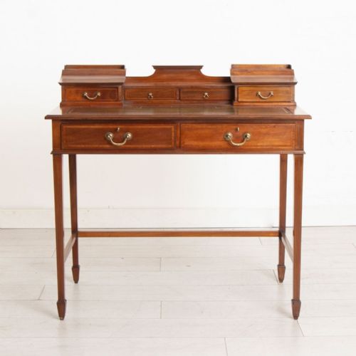 EDWARDIAN MAHOGANY WRITING TABLE WITH SATINWOOD EBONY INLAY - ADDITIONAL PHOTO 1
