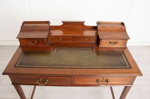 EDWARDIAN MAHOGANY WRITING TABLE WITH SATINWOOD EBONY INLAY - ADDITIONAL PHOTO 3