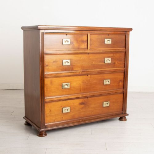 walnut chest of drawers with mahogany lined drawers c1890 - CATEGORY: ANTIQUE CHEST OF DRAWERS - DATED 1890