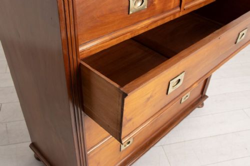 WALNUT CHEST OF DRAWERS WITH MAHOGANY LINED DRAWERS C1890 - ADDITIONAL PHOTO 2