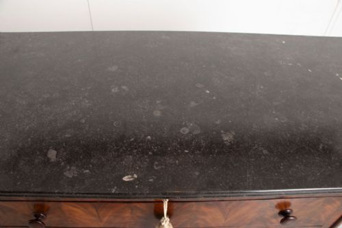 ANTIQUE FRENCH FLAME MAHOGANY CHEST OF DRAWERS WITH GREY MARBLE TOP C1870 - ADDITIONAL PHOTO 5