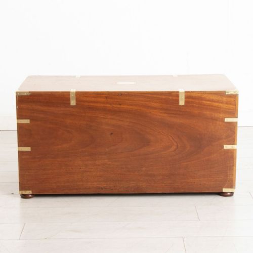 ANTIQUE BRASS BOUND TEAK MILITARY CAMPAIGN CHEST C1870 - ADDITIONAL PHOTO 2