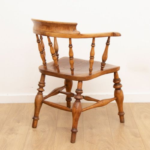 ANTIQUE ELM BOW BACK CAPTAINS CHAIR - ADDITIONAL PHOTO 2
