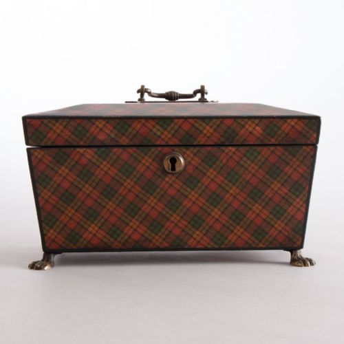 regency period tartanware tea caddy c1820 - CATEGORY: ANTIQUE BOXES - DATED 19TH CENTURY