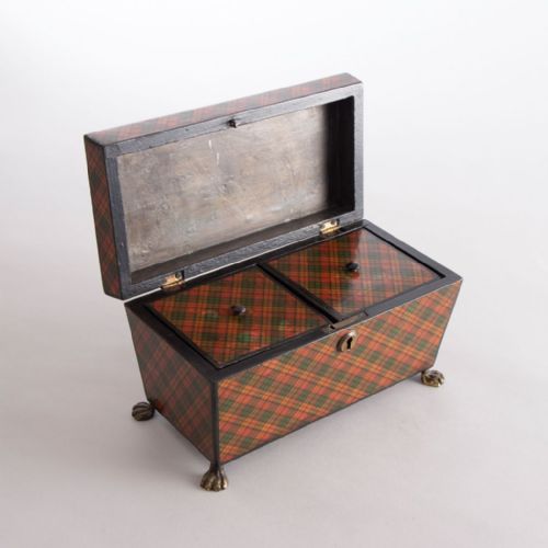 REGENCY PERIOD TARTANWARE TEA CADDY C1820 - ADDITIONAL PHOTO 4