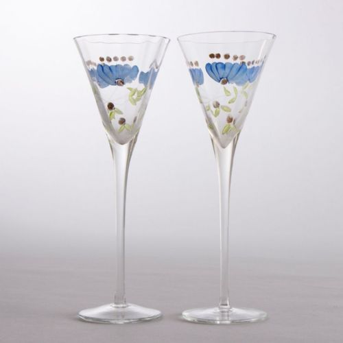 pair of theresienthal poppy design handcrafted liquor glasses c1910 - CATEGORY: ANTIQUE GLASS - DATED 1910