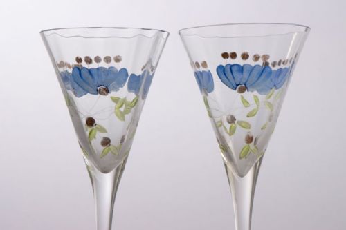 PAIR OF THERESIENTHAL POPPY DESIGN HANDCRAFTED LIQUOR GLASSES C1910 - ADDITIONAL PHOTO 1