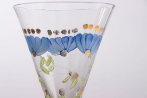 PAIR OF THERESIENTHAL POPPY DESIGN HANDCRAFTED LIQUOR GLASSES C1910 - ADDITIONAL PHOTO 3