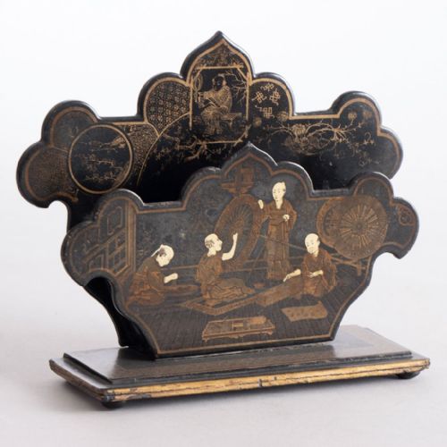 victorian paper mache desk letter stand c1860 - CATEGORY: ANTIQUE MISCELLANEOUS - DATED 1860