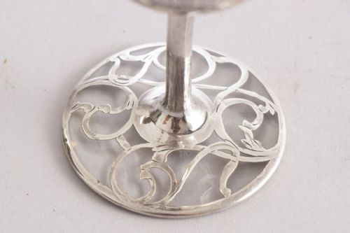 ART NOUVEAU SILVER OVERLAY WINE GLASS C1910 - ADDITIONAL PHOTO 1