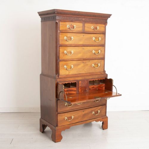 GEORGIAN MAHOGANY SECRETAIRE CHEST ON CHEST C1800 - ADDITIONAL PHOTO 1