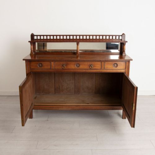 WALNUT ARTS CRAFTS SIDEBOARD BY GILLOWS C1890 - ADDITIONAL PHOTO 2