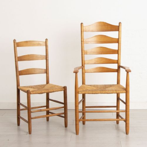 SET OF 6 ARTS CRAFTS LADDER BACK CHAIRS BY ERNEST GIMSON COTSWOLD SCHOOL C1910 - ADDITIONAL PHOTO 1