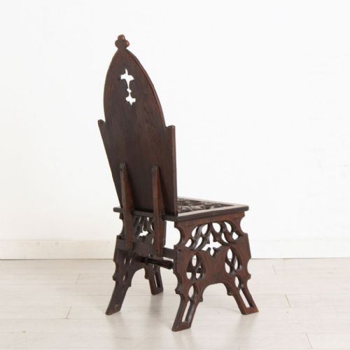 19TH CENTURY FRENCH REVIVAL OAK HALL CHAIR MADE IN PARIS - ADDITIONAL PHOTO 1