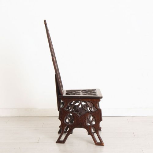 19TH CENTURY FRENCH REVIVAL OAK HALL CHAIR MADE IN PARIS - ADDITIONAL PHOTO 2