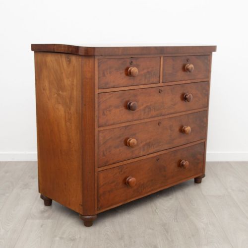 VICTORIAN MAHOGANY 2 OVER 3 CHEST OF DRAWERS - ADDITIONAL PHOTO 1