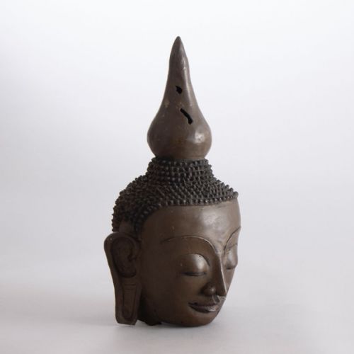 19th century buddha head of shakyamemi - CATEGORY: ANTIQUE SCULPTURES - DATED 19TH CENTURY
