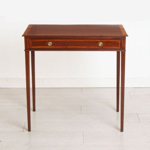 GEORGIAN MAHOGANY SIDE TABLE WITH SATINWOOD CROSSBANDING BOXWOOD INLAY C1800 - ADDITIONAL PHOTO 1
