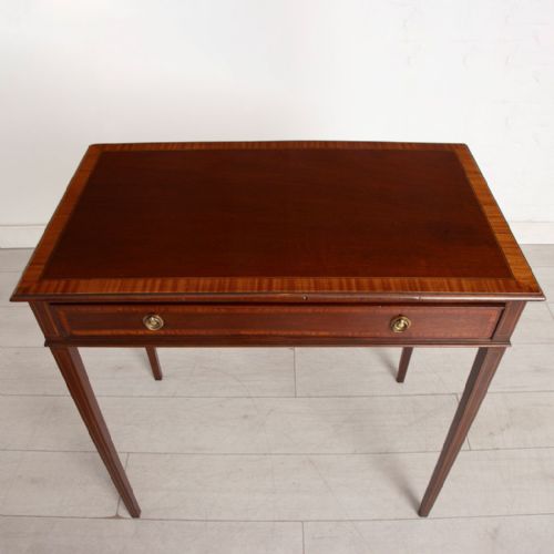GEORGIAN MAHOGANY SIDE TABLE WITH SATINWOOD CROSSBANDING BOXWOOD INLAY C1800 - ADDITIONAL PHOTO 3