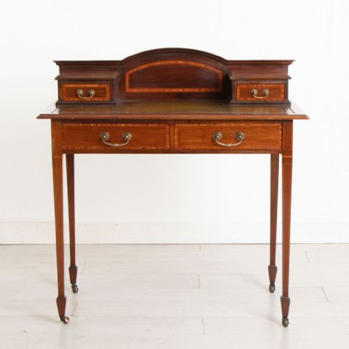 antique mahogany writing table with satinwood crossbanding - CATEGORY: ANTIQUE TABLES - DATED 1900