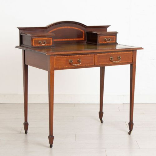 ANTIQUE MAHOGANY WRITING TABLE WITH SATINWOOD CROSSBANDING - ADDITIONAL PHOTO 1