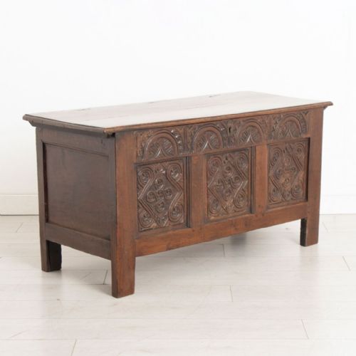 18th century carved oak coffer - CATEGORY: ANTIQUE CHESTS - DATED 18TH CENTURY