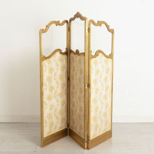 ANTIQUE GILT SCREEN WITH BEVELLED GLASS SILK PANELS C1870 - ADDITIONAL PHOTO 1