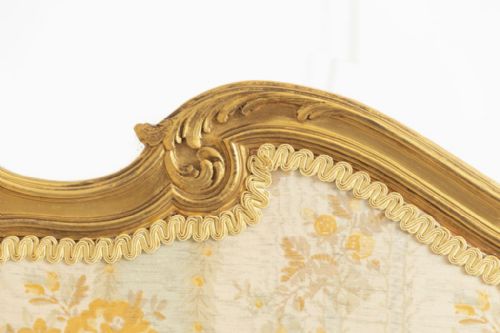ANTIQUE GILT SCREEN WITH BEVELLED GLASS SILK PANELS C1870 - ADDITIONAL PHOTO 2