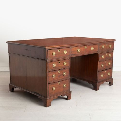 ANTIQUE MAHOGANY PARTNERS DESK WITH ORIGINAL LEATHER TOP C1850 - ADDITIONAL PHOTO 1